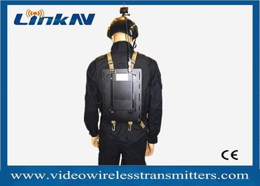 Military Police Tactical Manpack Video Transmitter COFDM HDMI &amp; CVBS Two-way Intercom AES256 Battery Powered
