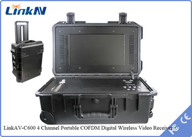 Police Military Tactical COFDM Video Receiver with Battery &amp; Display AES256 Encryption High Sensitivity 106dBm@2MHz