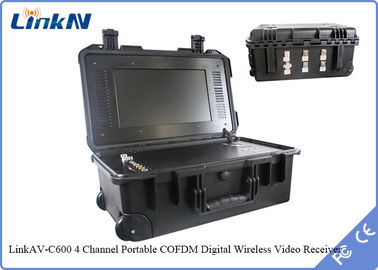 Police Military Tactical COFDM Video Receiver with Battery &amp; Display AES256 Encryption High Sensitivity 106dBm@2MHz