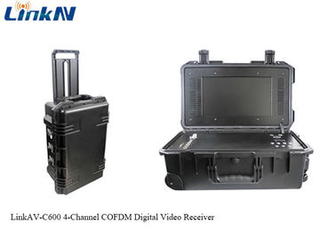 Tactical COFDM Video Receiver with Battery &amp; Display AES256 Encryption 4-Channel IP65